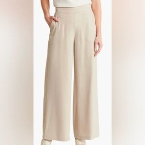 Max Studio Twill Wide Leg Trouser Cream Med